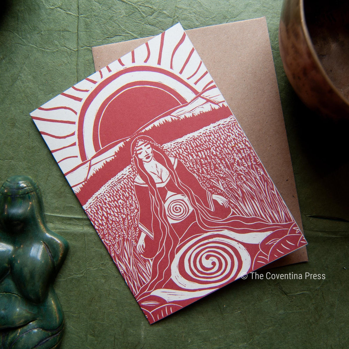 Lughnasadh Greeting Card | Wheel of the year | Linocut design