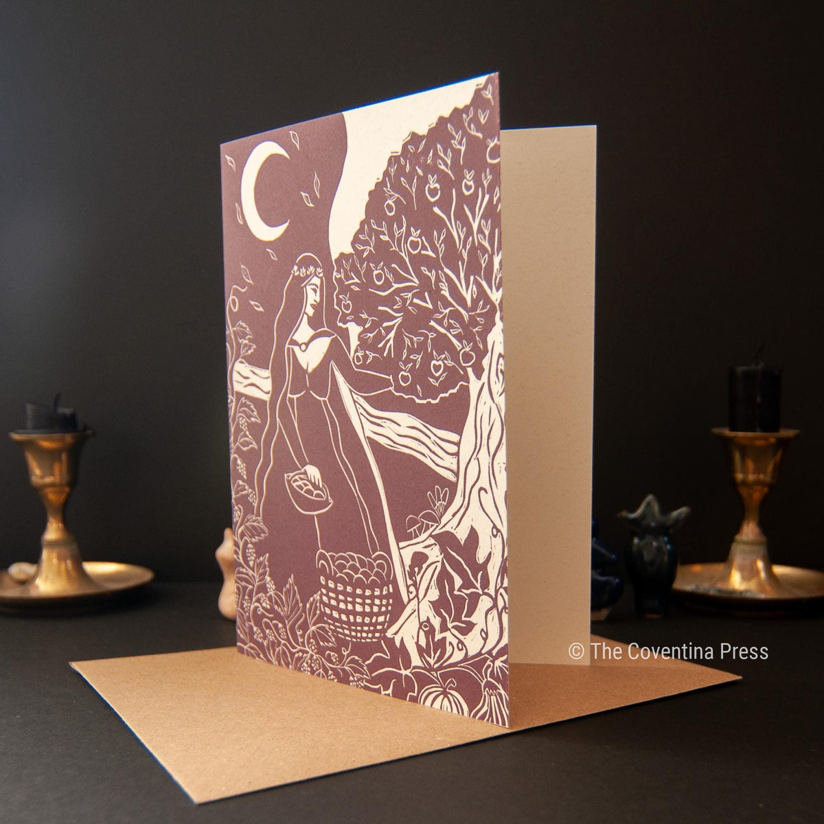 Lughnasadh Greeting Card | Wheel of the year | Linocut design