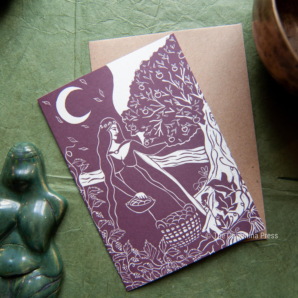 Lughnasadh Greeting Card | Wheel of the year | Linocut design