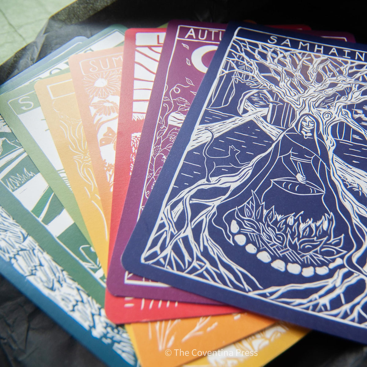Samhain Altar Card | Wheel of the year | Linocut design