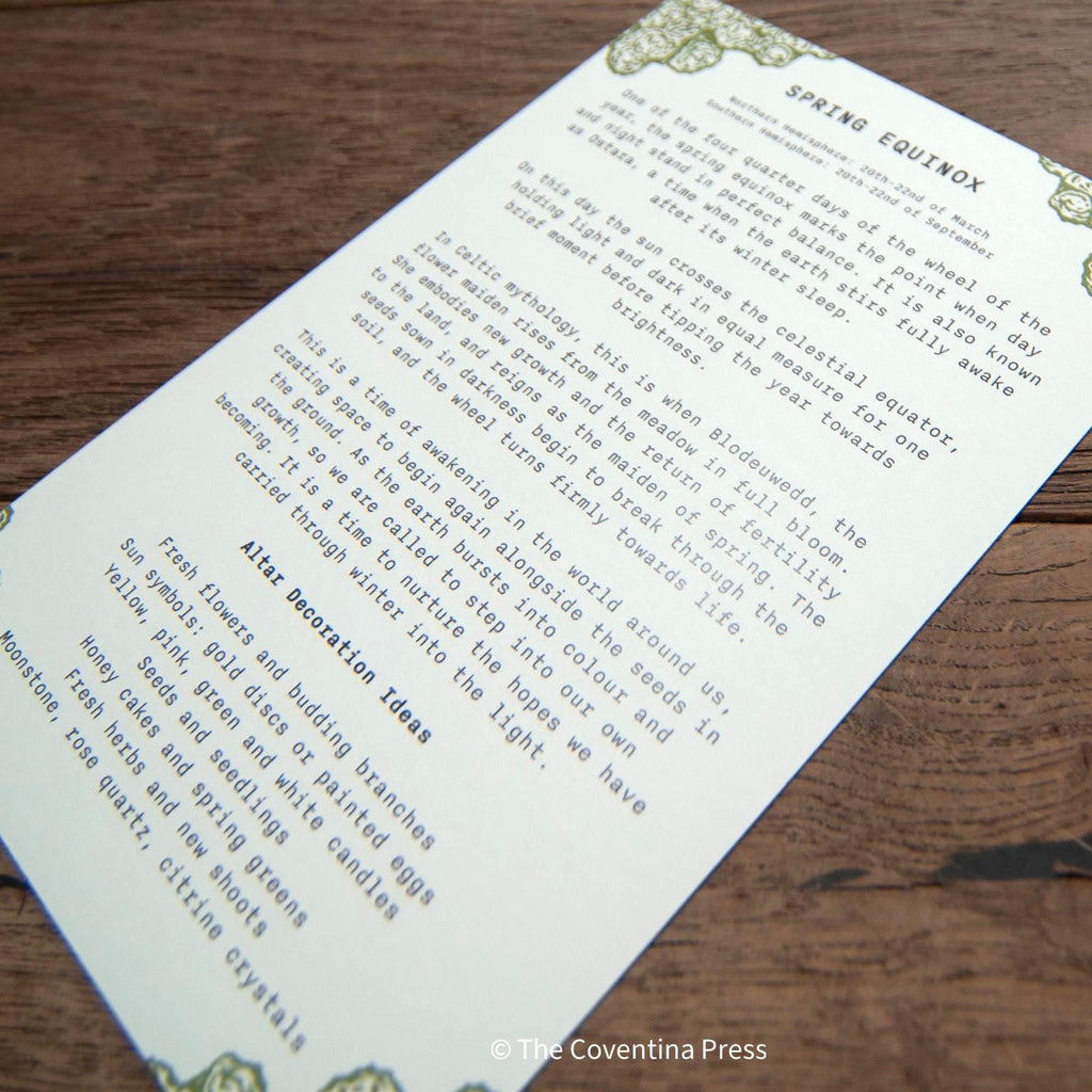 Spring Equinox Altar Card | Wheel of the year | Linocut design